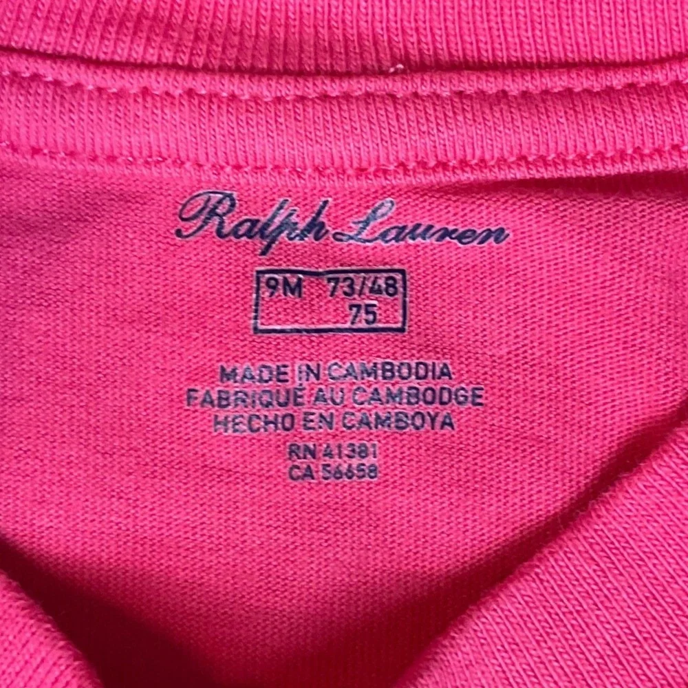 Ralph Lauren Baby Boy 3pc Lot Red Striped Romper Pink Big Pony Tee Navy Shorts